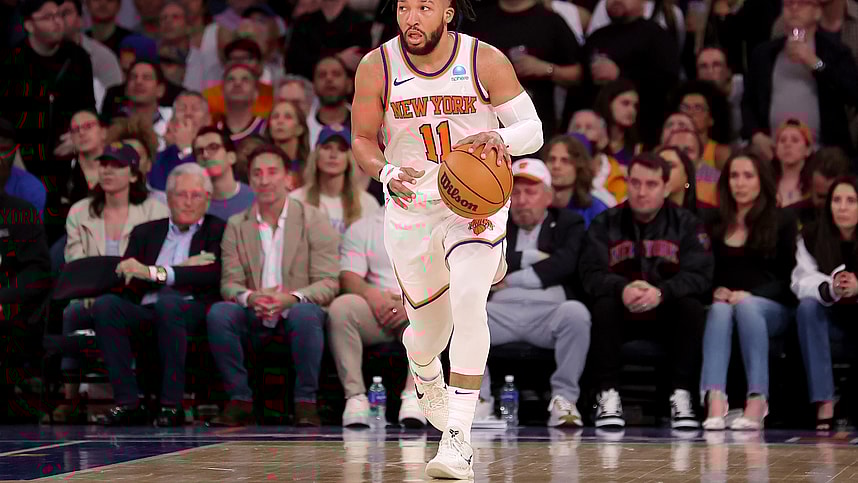 May 19, 2024; New York, New York, USA; New York Knicks guard Jalen Brunson (11) brings the ball up court against the Indiana Pacers during the third quarter of game seven of the second round of the 2024 NBA playoffs at Madison Square Garden. Mandatory Credit: Brad Penner-USA TODAY Sports