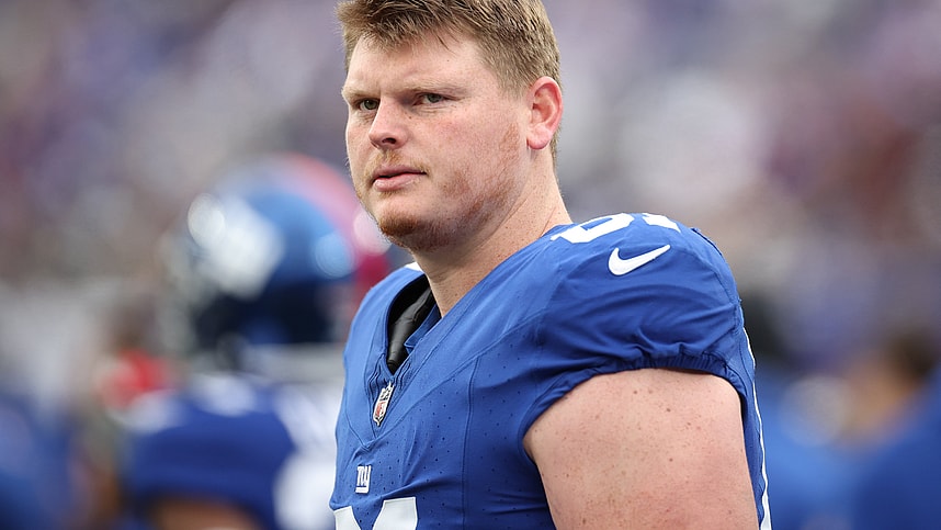 Dec 31, 2023; East Rutherford, New Jersey, USA; New York Giants center John Michael Schmitz Jr. (61) at MetLife Stadium. Mandatory Credit: Vincent Carchietta-USA TODAY Sports