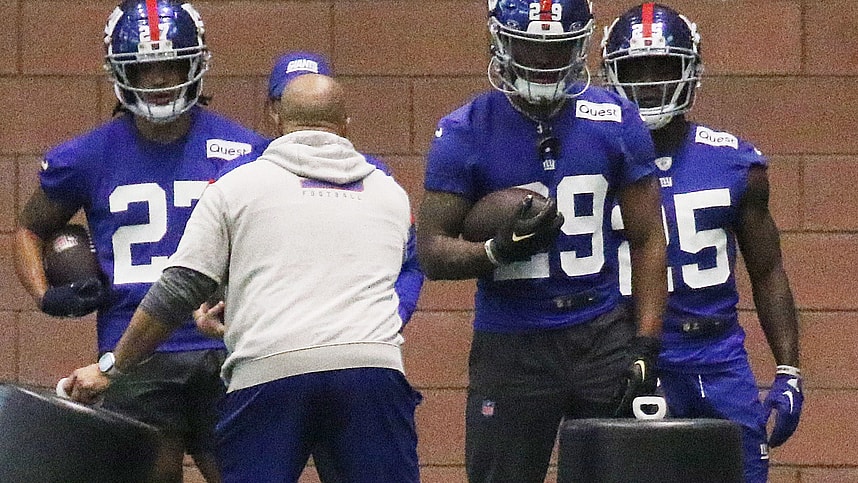 East Rutherford , NJ — May 10, 2024 -- Running back fifth round draft pick, Tyrone Tracy Jr. as the NY Giants hold their Rookie Camp and introduce their new draft picks.