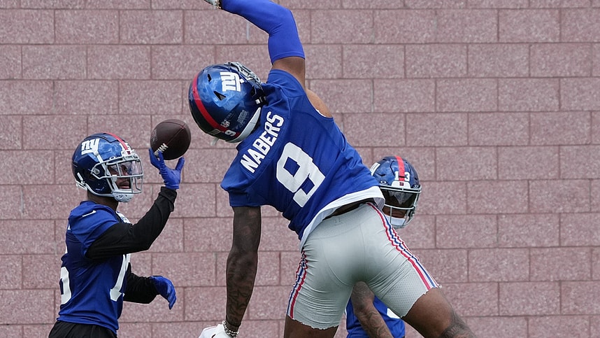 East Rutherford, NJ -- June 11, 2024 -- Wide receiver, Malik Nabers at the NY Giants Mandatory Minicamp at their practice facility in East Rutherford, NJ.