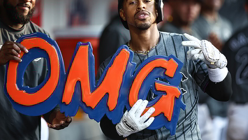 Jul 13, 2024; New York City, New York, USA; New York Mets shortstop Francisco Lindor (12) celebrates in the dugout after hitting a three run home run in the eighth inning against the Colorado Rockies at Citi Field. Mandatory Credit: Wendell Cruz-USA TODAY Sports