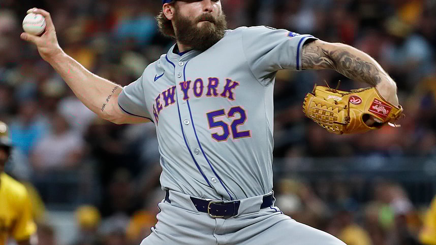 Jul 5, 2024; Pittsburgh, Pennsylvania, USA;  New York Mets pitcher Ty Adcock (52) pitches against the Pittsburgh Pirates during the seventh inning at PNC Park. Mandatory Credit: Charles LeClaire-USA TODAY Sports
