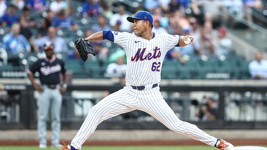 Jul 9, 2024; New York City, New York, USA; New York Mets starting pitcher Jose Quintana (62) pitches in the first inning against the Washington Nationals at Citi Field. Mandatory Credit: Wendell Cruz-USA TODAY Sports