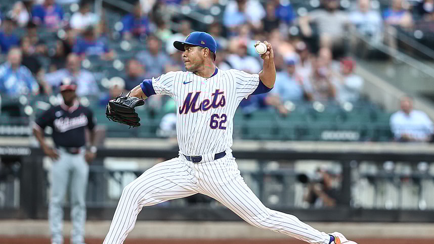 Jul 9, 2024; New York City, New York, USA; New York Mets starting pitcher Jose Quintana (62) pitches in the first inning against the Washington Nationals at Citi Field. Mandatory Credit: Wendell Cruz-USA TODAY Sports