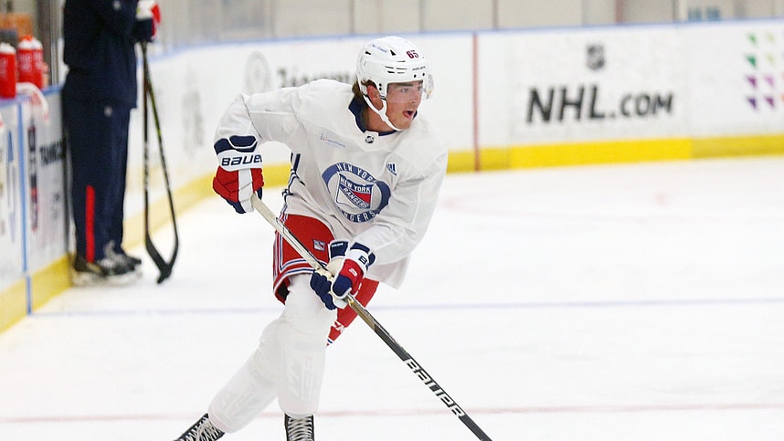 Brett Berard takes part in the Rangers Prospect Development Camp at the Rangers Training facility in Tarrytown July 12, 2022.