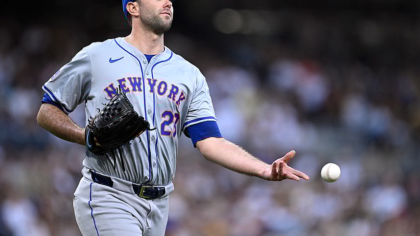 Aug 24, 2024; San Diego, California, USA; New York Mets starting pitcher David Peterson (23) tosses the ball to first base during the fifth inning against the San Diego Padres at Petco Park. Mandatory Credit: Orlando Ramirez-USA TODAY Sports
