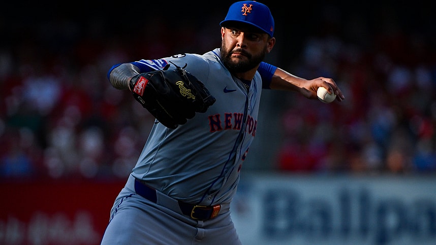 Aug 5, 2024; St. Louis, Missouri, USA;  New York Mets starting pitcher Sean Manaea (59) pitches against the St. Louis Cardinals during the sixth inning at Busch Stadium. Mandatory Credit: Jeff Curry-USA TODAY Sports
