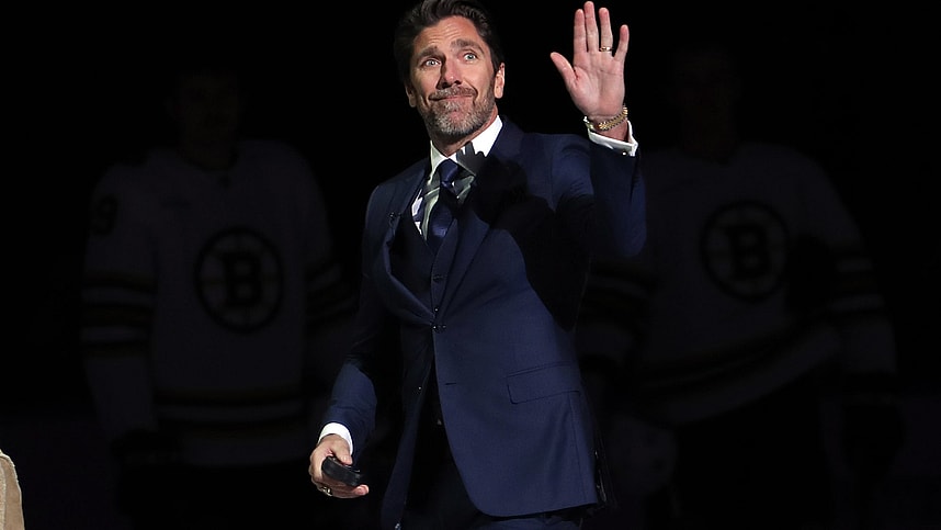 Nov 25, 2023; New York, New York, USA; Former New York Rangers goalie and recent Hockey Hall of Fame Henrik Lundqvist smiles during a ceremony with his daughter before the first period of a game between the Rangers and Boston Bruins at Madison Square Garden. Mandatory Credit: Danny Wild-USA TODAY Sports