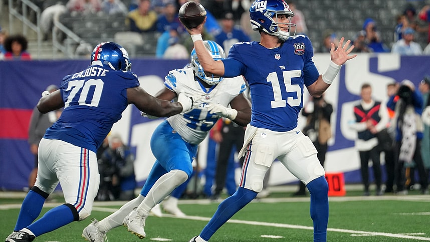 New York Giants quarterback Tommy DeVito (15) gets ready to throw the ball during the fourth quarter, Thursday, August 8 2024, in East Rutherford.