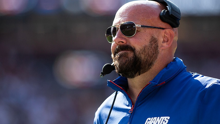 Sep 15, 2024; Landover, Maryland, USA; New York Giants head coach Brian Daboll stands on the sideline in the second half against the Washington Commanders at Commanders Field. Mandatory Credit: Luke Johnson-Imagn Images