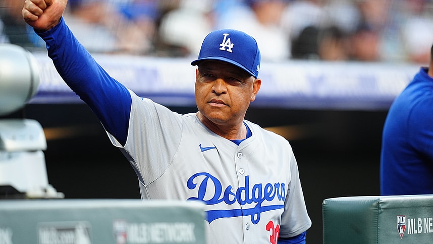 Sep 28, 2024; Denver, Colorado, USA; Los Angeles Dodgers manager Dave Roberts (30) before a game against the Colorado Rockies at Coors Field. Mandatory Credit: Ron Chenoy-Imagn Images