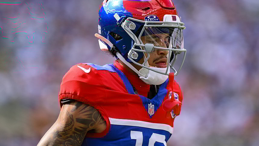 Sep 8, 2024; East Rutherford, New Jersey, USA; New York Giants wide receiver Jalin Hyatt (13) during the second half against the Minnesota Vikings at MetLife Stadium. Mandatory Credit: John Jones-Imagn Images