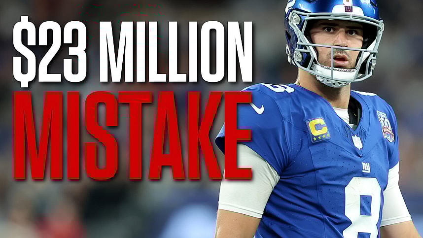 Oct 13, 2024; East Rutherford, New Jersey, USA; New York Giants quarterback Daniel Jones (8) reacts during the third quarter against the Cincinnati Bengals at MetLife Stadium. Mandatory Credit: Brad Penner-Imagn Images