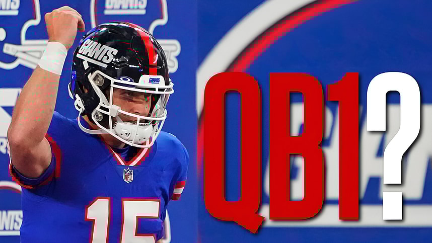 Dec 11, 2023; East Rutherford, New Jersey, USA; New York Giants quarterback Tommy DeVito (15) reacts before the game against the Green Bay Packers at MetLife Stadium. Mandatory Credit: Robert Deutsch-Imagn Images