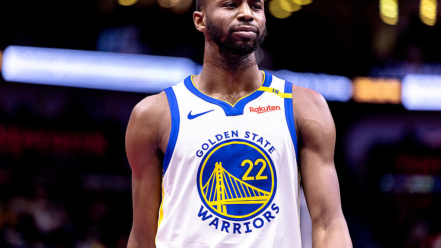 Nov 22, 2024; New Orleans, Louisiana, USA;  Golden State Warriors forward Andrew Wiggins (22) looks on against the New Orleans Pelicans during second half at Smoothie King Center. Mandatory Credit: Stephen Lew-Imagn Images