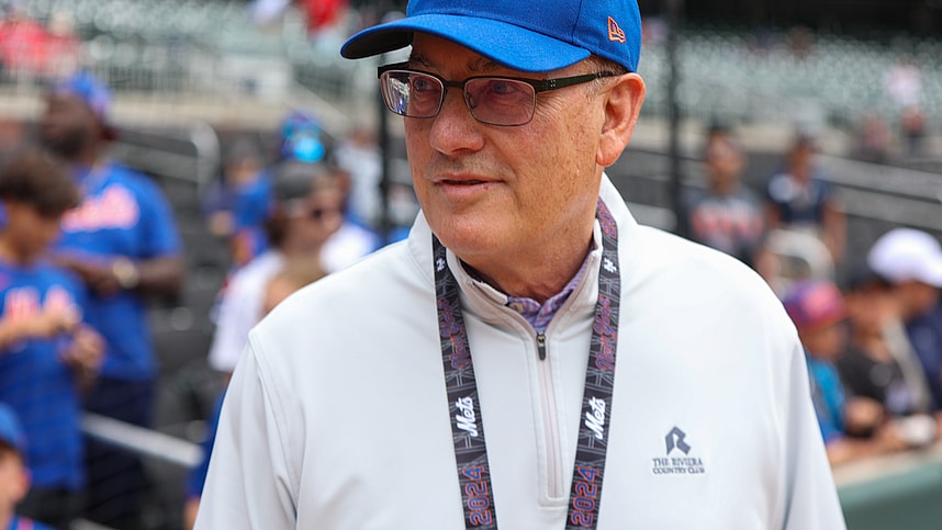 Sep 30, 2024; Atlanta, Georgia, USA; New York Mets owner Steve Cohen on the field before a game against the Atlanta Braves at Truist Park. Mandatory Credit: Brett Davis-Imagn Images