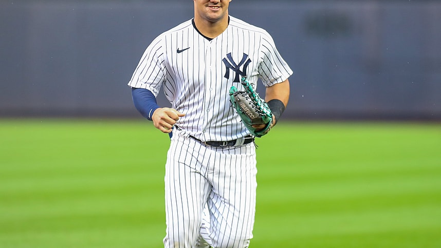 Sep 9, 2023; Bronx, New York, USA;  New York Yankees center fielder Jasson Dominguez (89) at Yankee Stadium. Mandatory Credit: Wendell Cruz-Imagn Images
