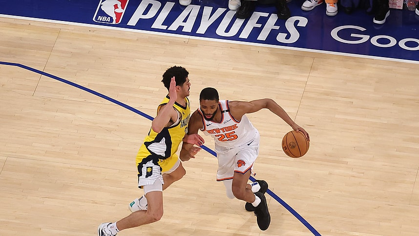 NBA: Playoffs-Indiana Pacers at New York Knicks, mikal bridges