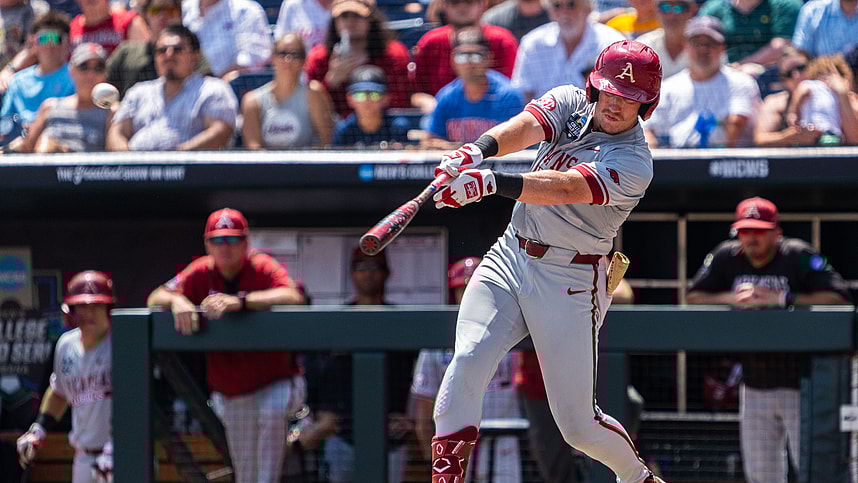 NCAA Baseball: College World Series-Arkansas v Murray State, Logan Maxwell, yankees