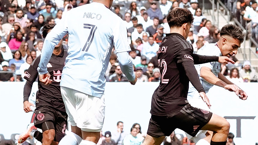 Agustin Ojeda on the ball in a full capacity Yankee Stadium | Credit: Melinda Morales