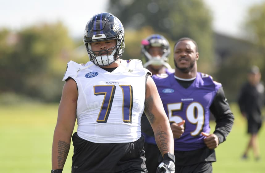 jermaine eluemunor, giants, ravens, john harbaugh, NFL: International Series-Baltimore Ravens Practice