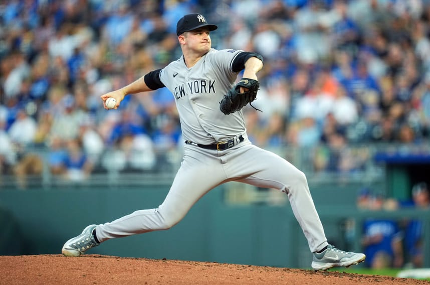 mlb: new york yankees at kansas city royals, clarke schmidt
