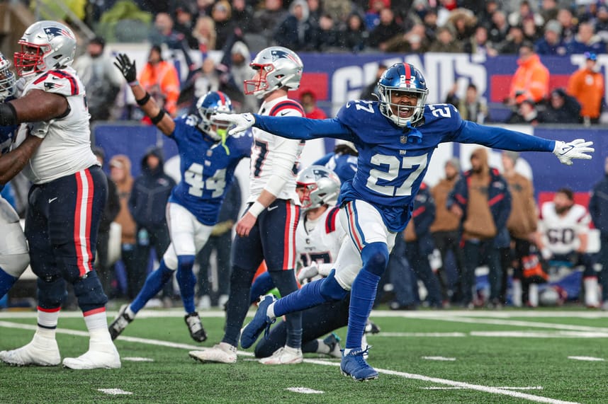 nfl: new england patriots at new york giants, jason pinnock