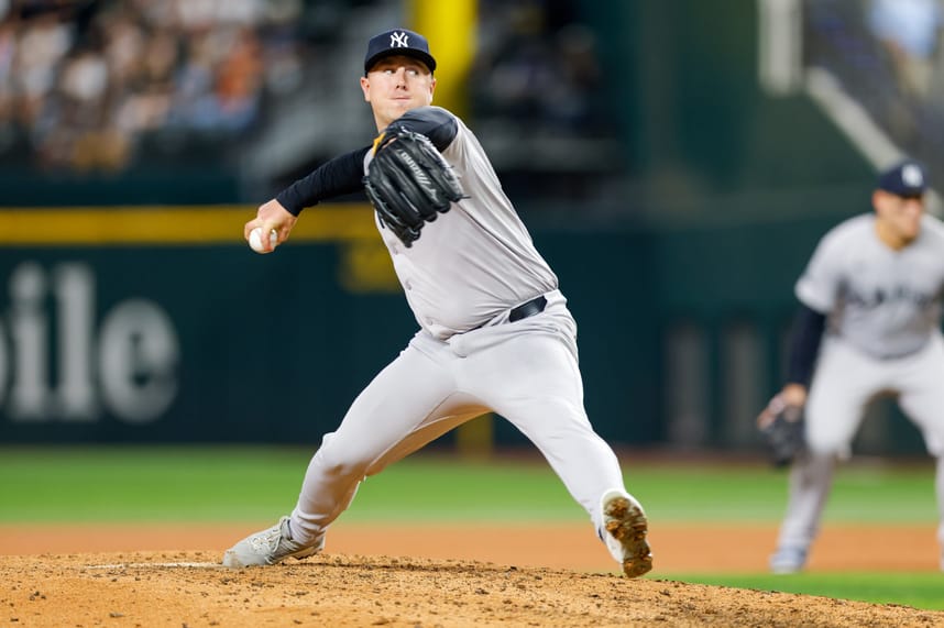 MLB: New York Yankees at Texas Rangers, mark leiter jr.
