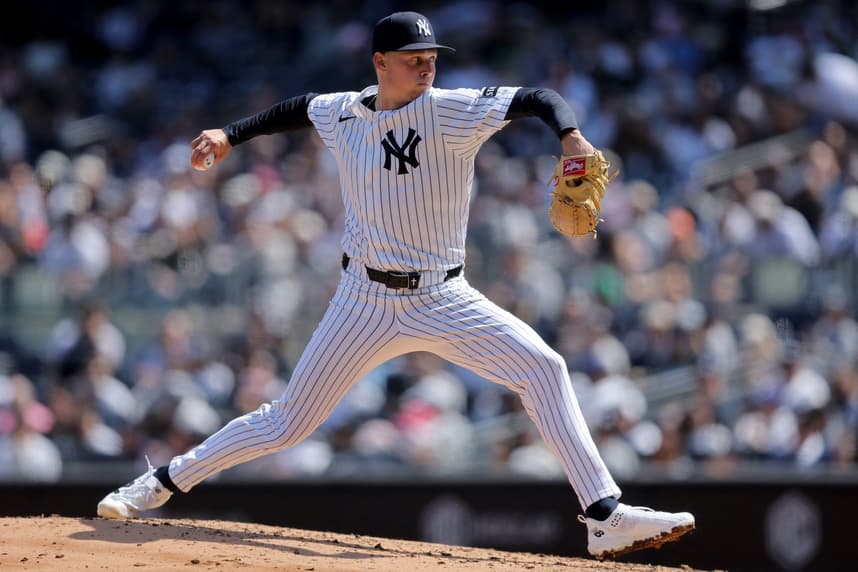 Will Warren pitches for the Yankees at Yankee Stadium