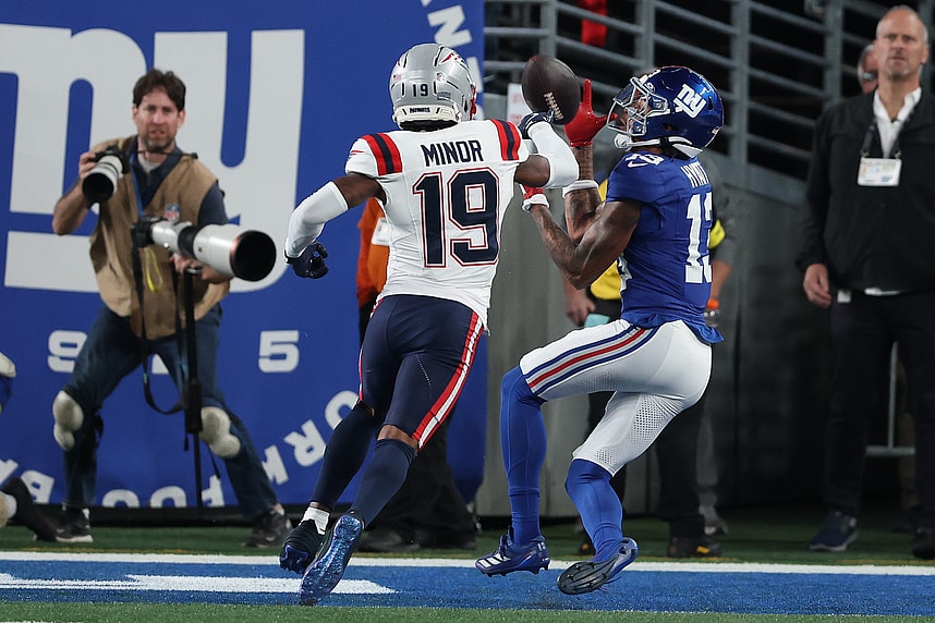 NFL: New England Patriots at New York Giants, jalin hyatt