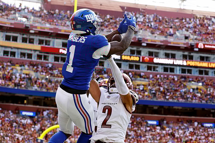 Malik Nabers, NFL: New York Giants at Washington Commanders
