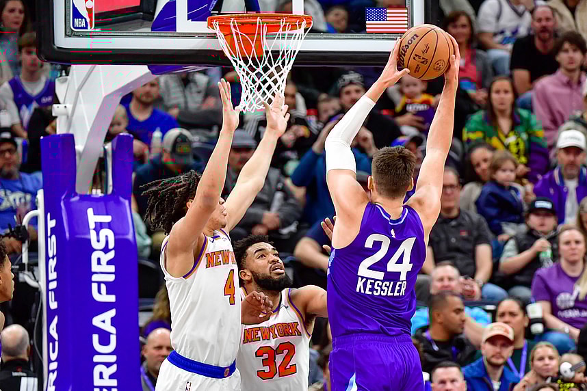 NBA: New York Knicks at Utah Jazz, pacome dadiet