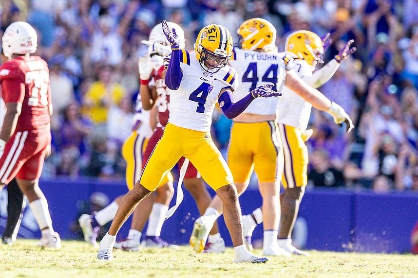 Mansoor Delane, giants, nfl draft, NCAA Football: Arkansas at Louisiana State