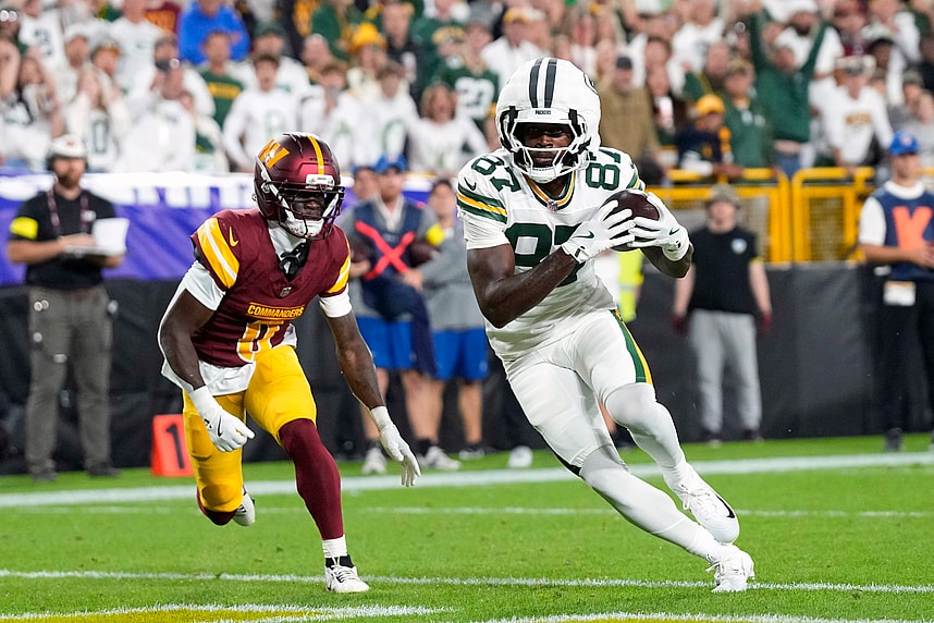 Romeo Doubs, giants, NFL: Washington Commanders at Green Bay Packers