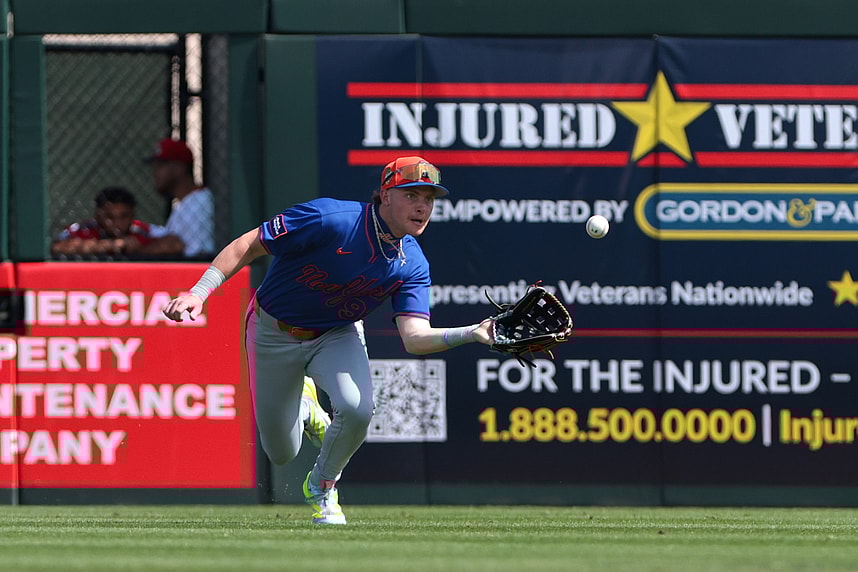 Carson Benge in a New York Mets uniform during 2026 spring training