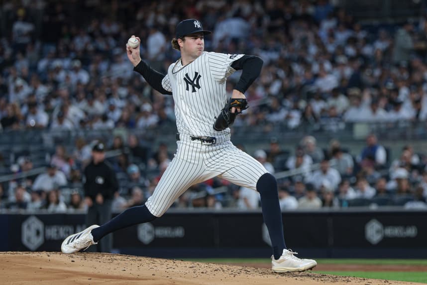 Cam Schlittler pitching for the Yankees against the Royals