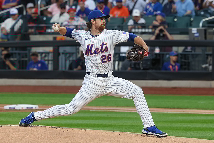 Nolan McLean pitching for the New York Mets at Citi Field