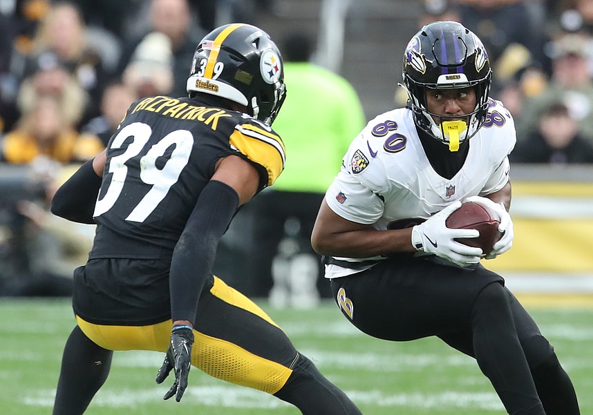Isaiah Likely, giants, NFL: Baltimore Ravens at Pittsburgh Steelers