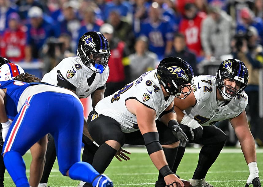 Tyler Linderbaum, giants, NFL: Baltimore Ravens at Buffalo Bills