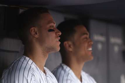 New York Yankees' Aaron Judge and Giancarlo Stanton.