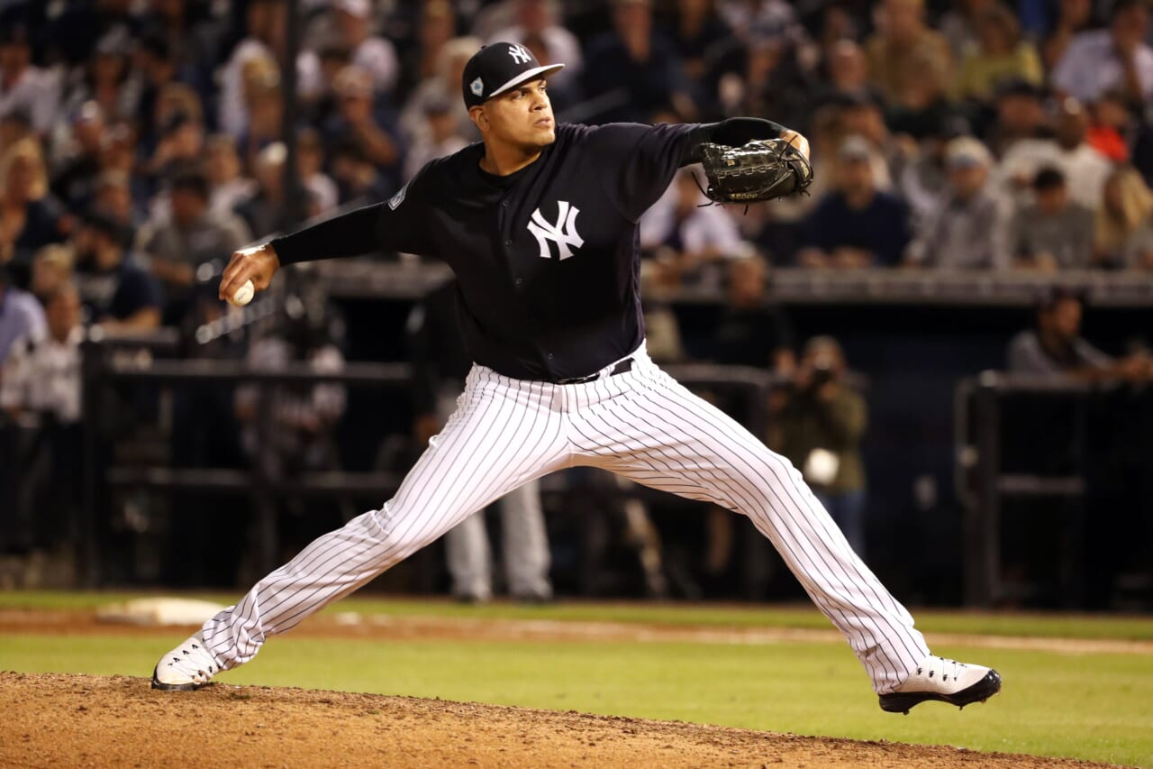 New York Yankees: Dellin Betances Throws to Hitters, Stanton Being One of Them