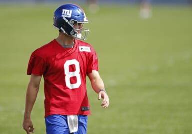 New York Giants rookie quarterback, Daniel Jones during voluntary OTAs.