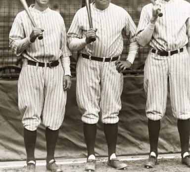 historic photograph of three baseball players
