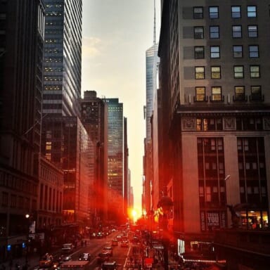 beautiful sunset in new york city