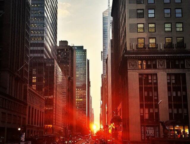 beautiful sunset in new york city