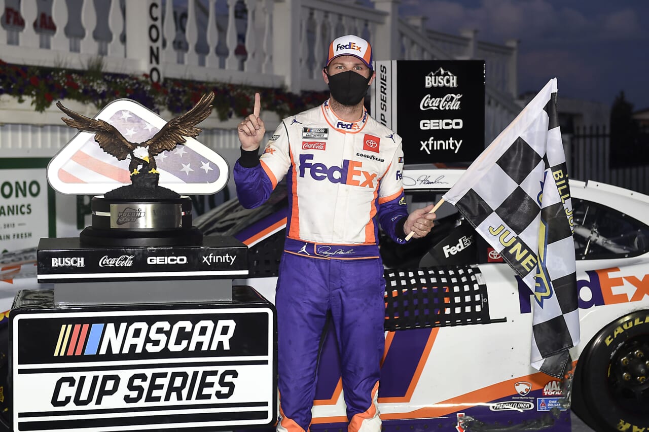 NASCAR: Denny Hamlin ties Jeff Gordon with sixth victory at Pocono Raceway