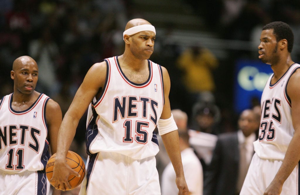 Vince Carter of the New Jersey Nets watches on against the New York News  Photo - Getty Images