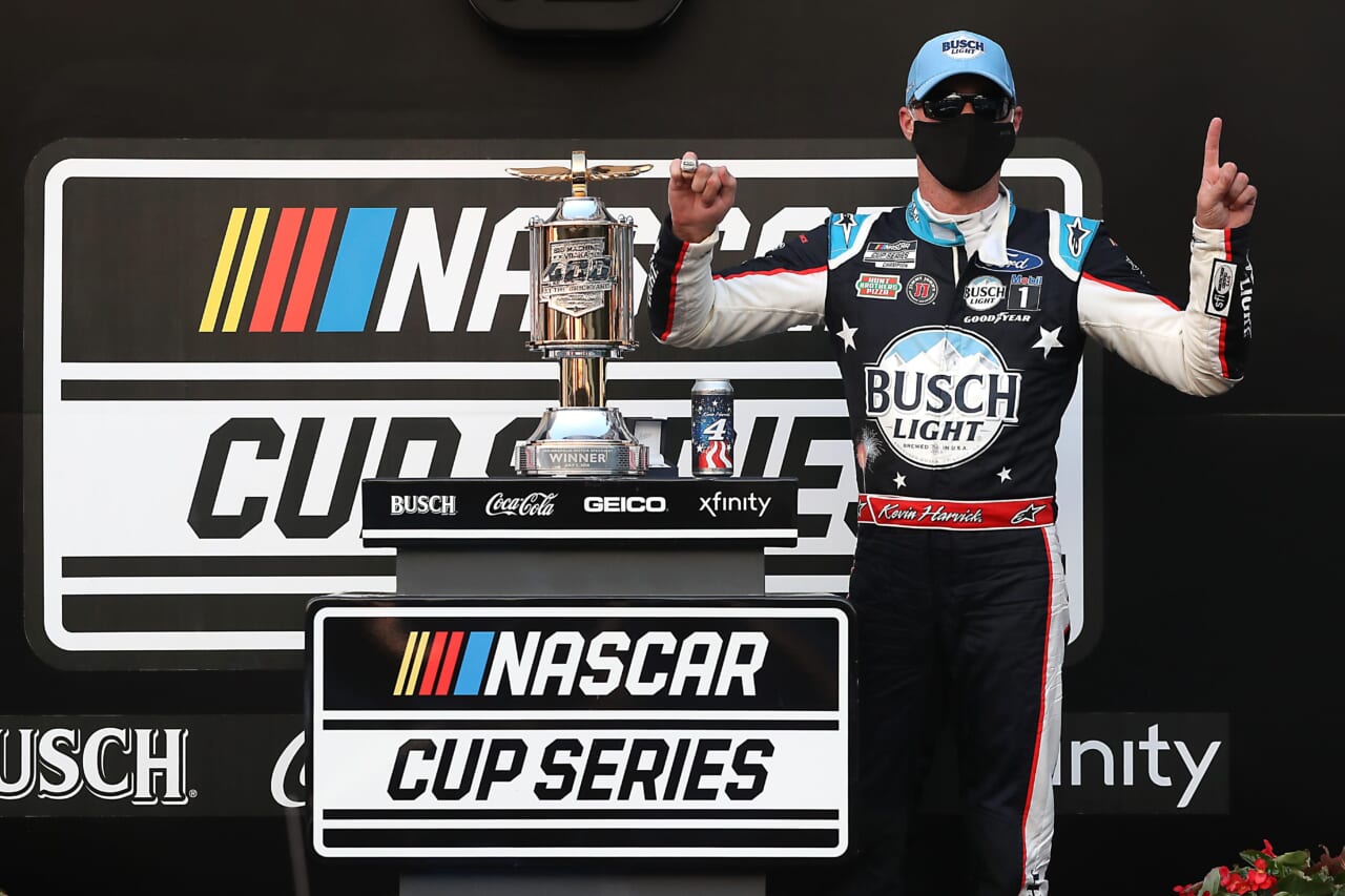 NASCAR: Kevin Harvick holds off Matt Kenseth in chaotic Indianapolis thriller