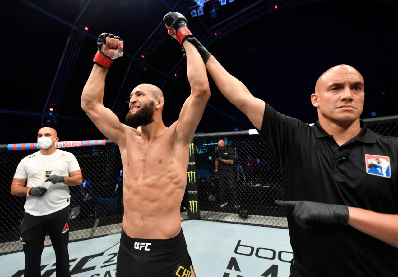 Khamzat Chimaev submits Kevin Holland in the first at UFC 279