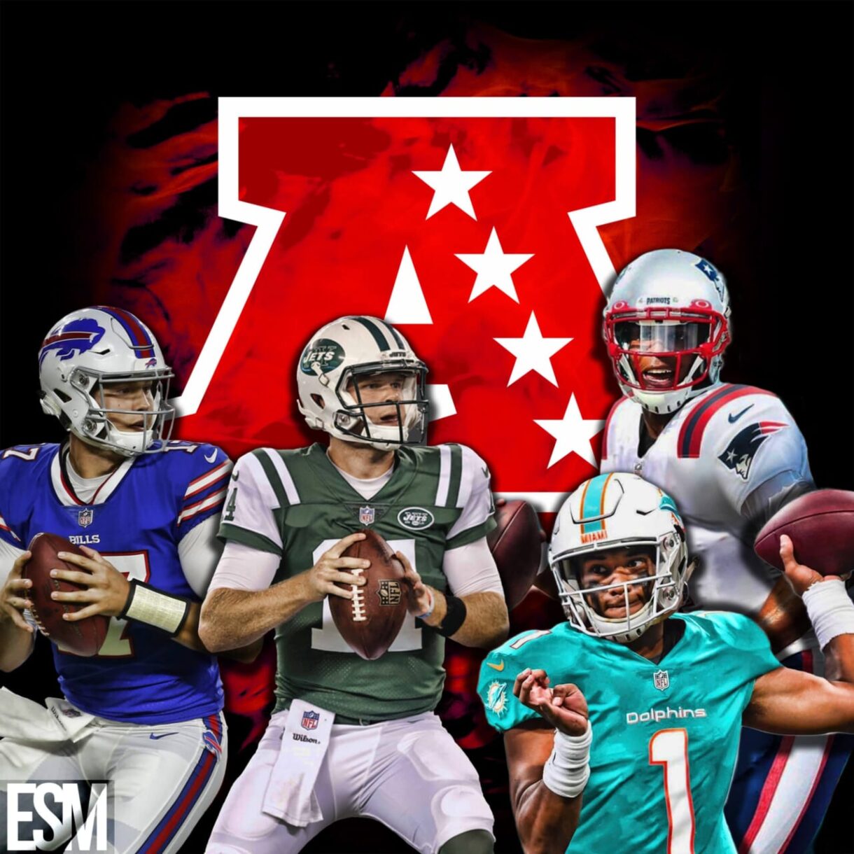 New York Jets, Miami Dolphins, Buffalo Bills, New England Patriots, Sam Darnold, Tua Tagaviola, Cam Newton